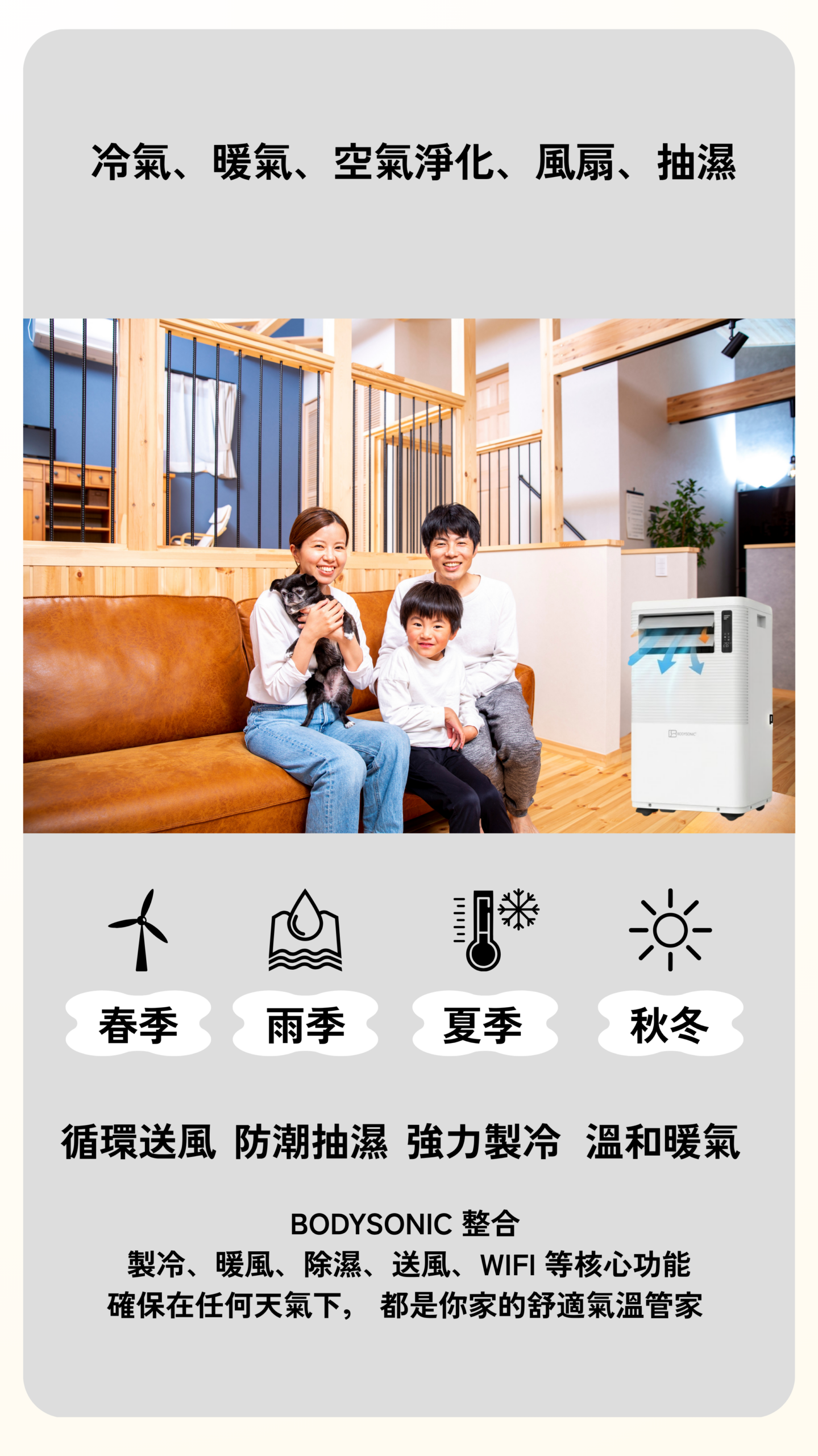 Bodysonic 先力 1.5匹免喉式冷暖Wi-Fi移動冷氣機 (WK-AC-CPDH12-WH)