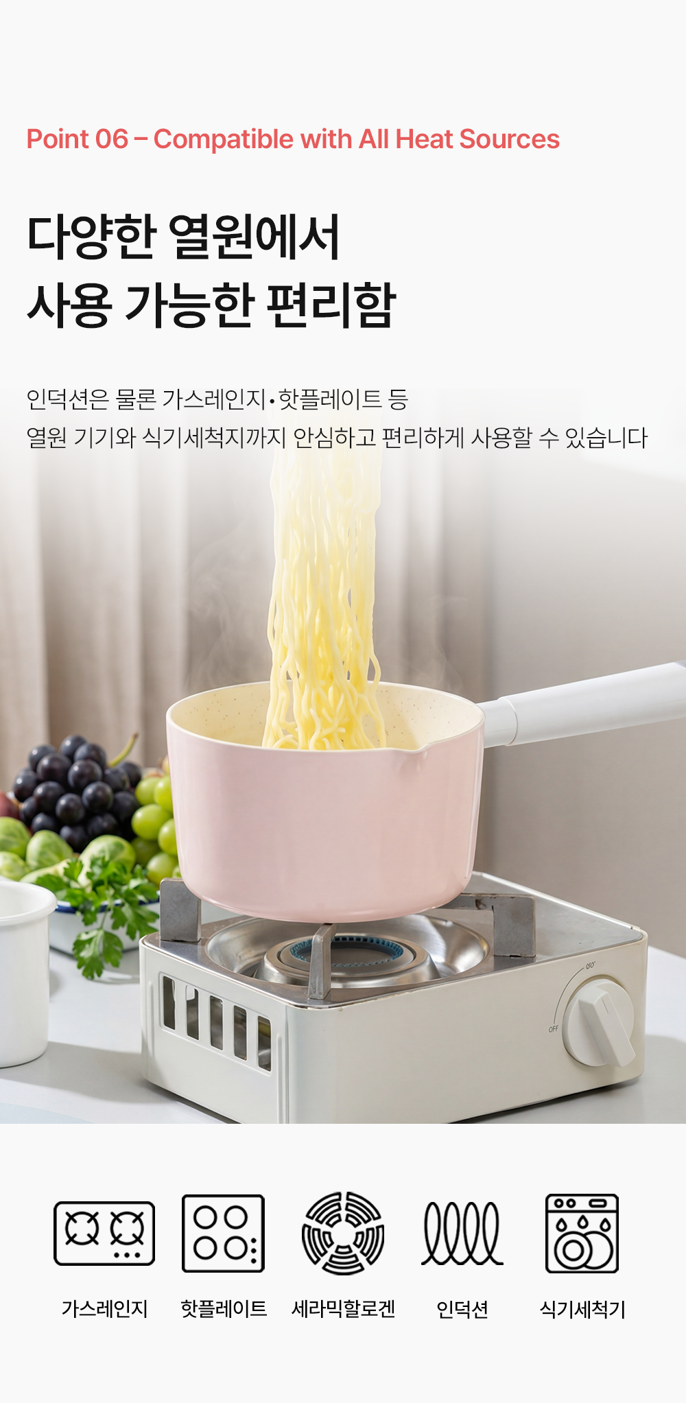 完美相容多種熱源｜明火、電磁爐完美適用