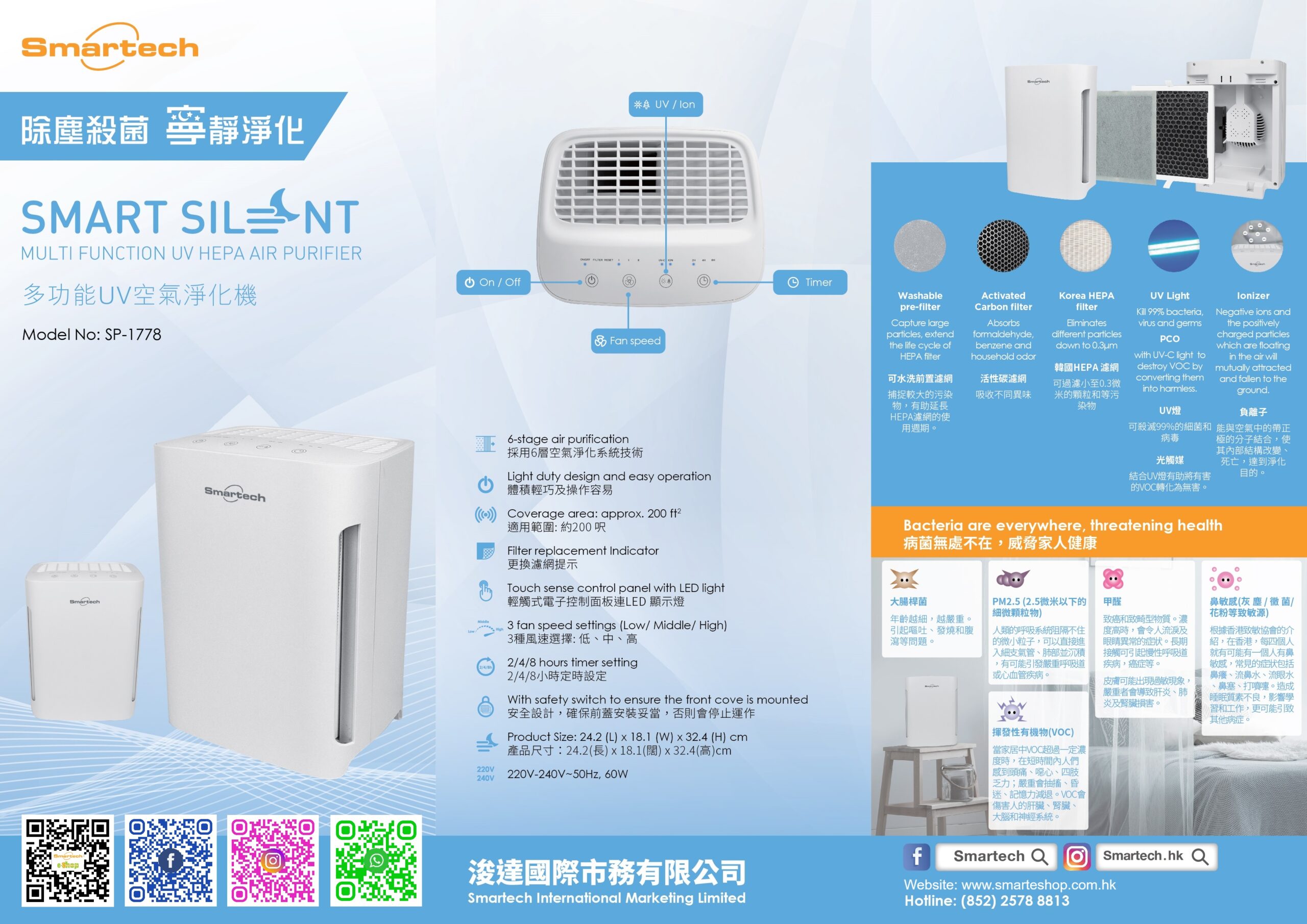 Smartech “Smart Silent” 多功能UV空氣淨化機 (SP-1778)